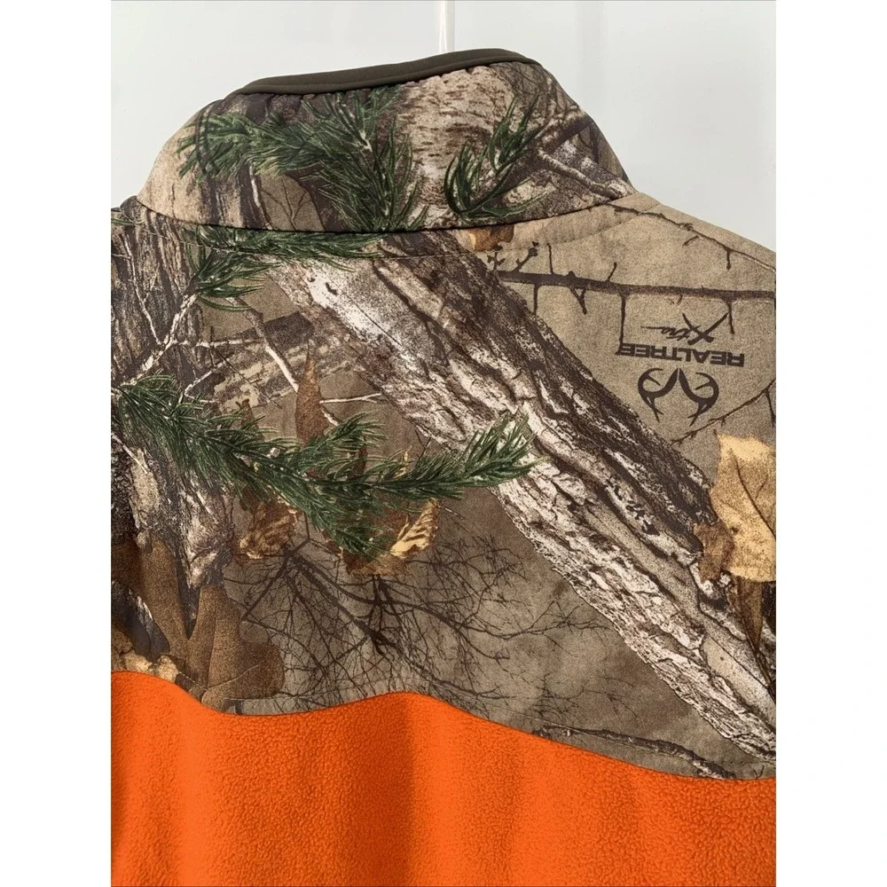 Boys Under Armour fleece zip up Camo hunting Blaze Orange Jacket Hiking Size 6